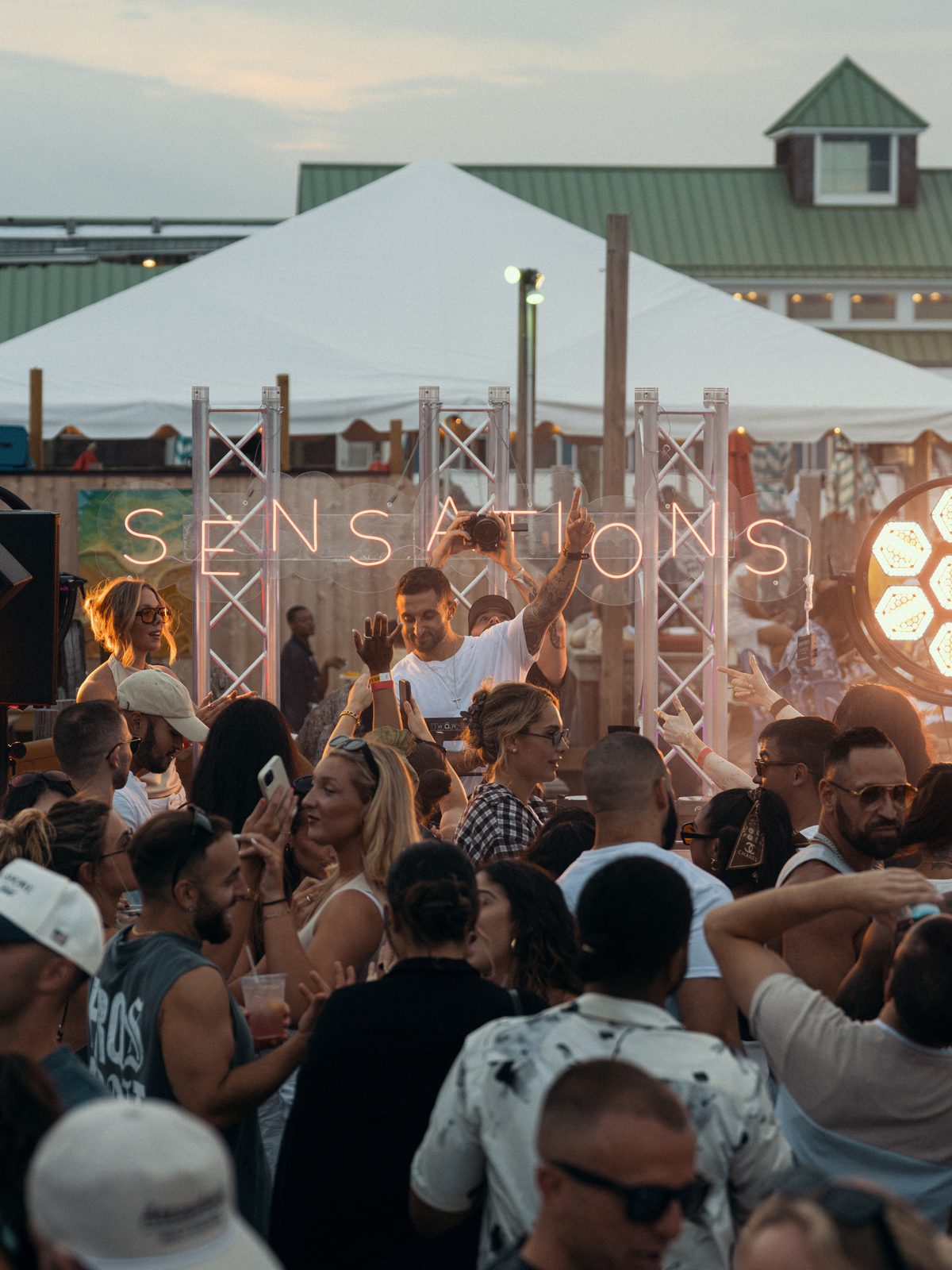 Trenches at the decks under the Sensations sign at Hideaway